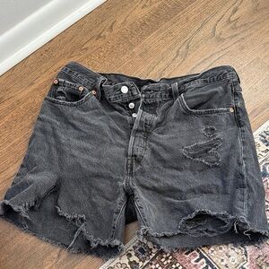 Levi's Charcoal Frayed Jean Shorts